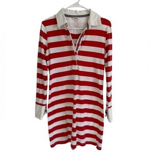 Tyler Boe Cotton Spandex Red and White Striped Shift Dress, Size Small